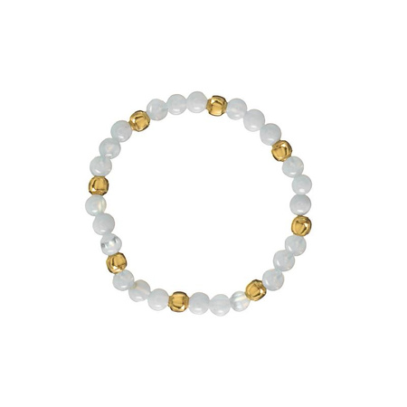 Pierścionek elastyczny kamienie naturalne muszla biała