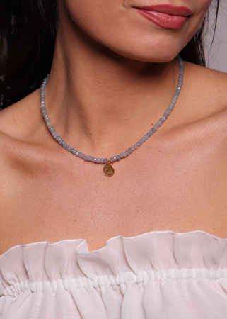 Naszyjnik jadeit błękitny z zawieszką