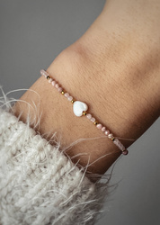 Bracelet Natural Stones Rose Quartz Rhodochrosite Mother of Pearl