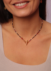 Necklace Zodiac Sign Leo Natural Stones Gold-Plated Toggle