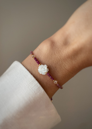 Bracelet Natural Stones Rose Quartz and Rhodochrosite