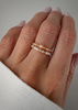 Set of Three Elastic Natural Stone Rings - Champagne Cubic Zirconia and Rhodonite