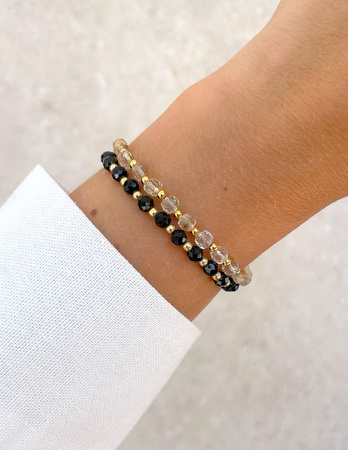 Bransoletki na gumce - czarny turmalin i cytryn z hematytem