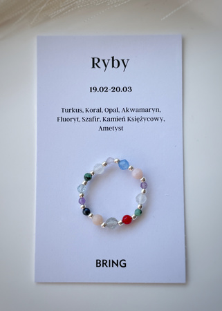 Pierścionek elastyczny znak zodiaku Ryby srebrne