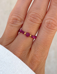 Elastic ring with natural lapis lazuli stones and pearl