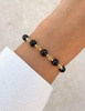 Bracelet on rubber band agate mossy with hematite - abundance, confidence, optimism