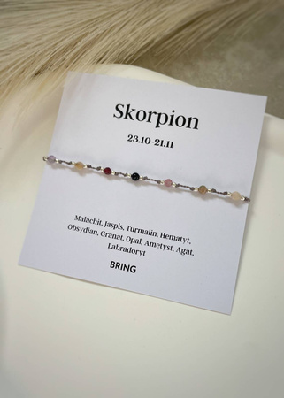 Bransoletka znak zodiaku Skorpion srebrne kulki