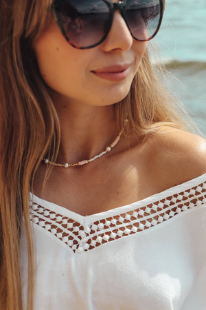 Naszyjnik Koraliki Katsuki i Perły Naturalne