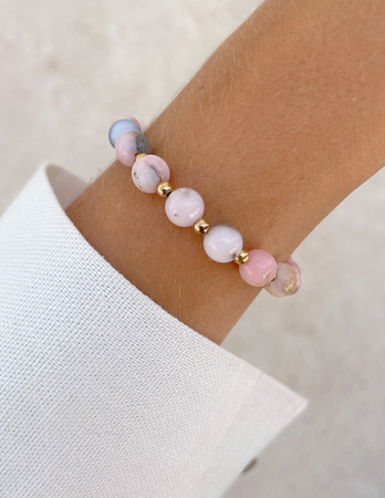 Bransoletka na gumce z opalu z hematytem - ochrona, optymizm, kreatywność