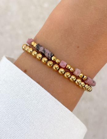 Bransoletki na gumce - rodonit z hematytem