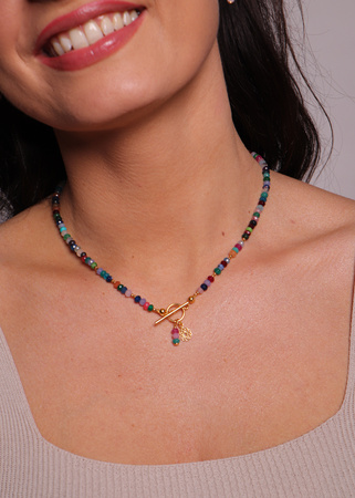 Naszyjnik jadeit mix kolorów z toggle z zawieszką