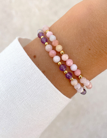 Bransoletki na gumce - opal, ametyst z hematytem