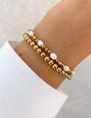 Bransoletki na gumce - perły bella z hematytem