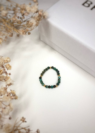 Pierścionek elastyczny kamienie naturalne turkus afrykański