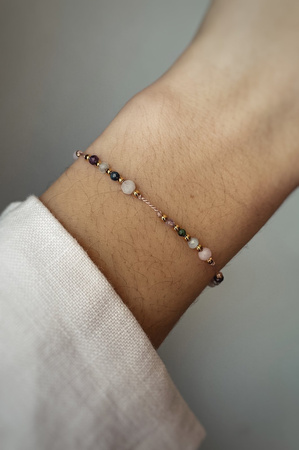 Bransoletka znak zodiaku Ryby pozłacane kulki