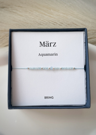 Bransoletka Kamień Urodzeniowy - Marzec srebrna