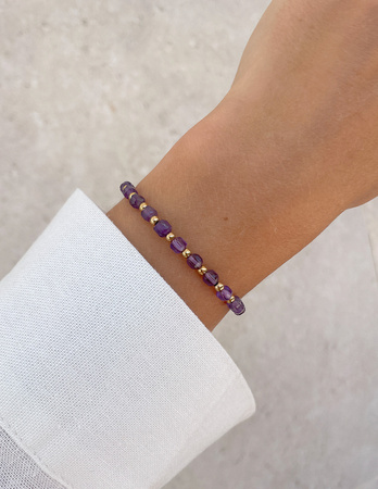 Bransoletka na gumce z ametystu z hematytem - ochrona, koncentracja, sukces