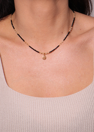 Naszyjnik czarny turmalin cytryn z zawieszką ochrona i dobrobyt