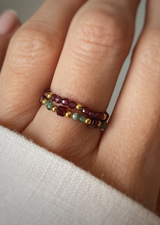 Zestaw dwóch pierścionków elastycznych szmaragd granat