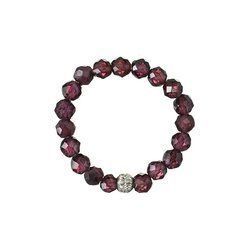 Pierścionek elastyczny granat kulka srebrna