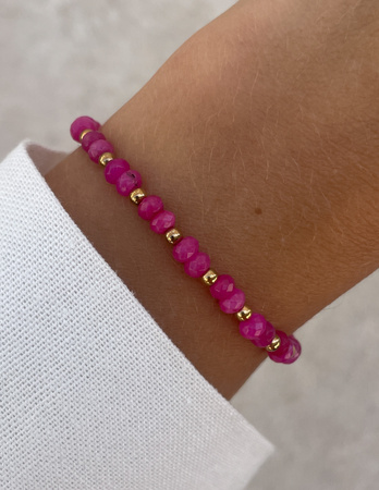 Bransoletka na gumce jadeit róż - szczęście, pomyślność, spełnienie marzeń