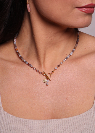 Naszyjnik agat botswana toggle z zawieszką