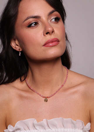 Naszyjnik jadeit różowy z zawieszką