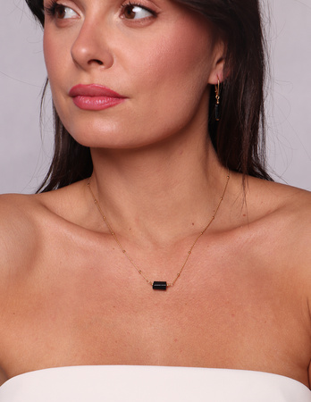 Necklace made of natural stones dendritic agate gold-plated toggle with a pendant