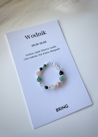 Pierścionek elastyczny znak zodiaku Wodnik srebrny