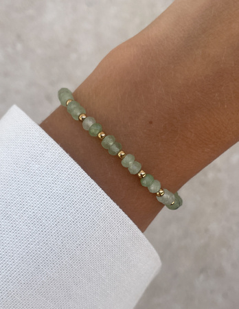 Bransoletka na gumce jadeit jasnozielony - szczęście, pomyślność, spełnienie marzeń