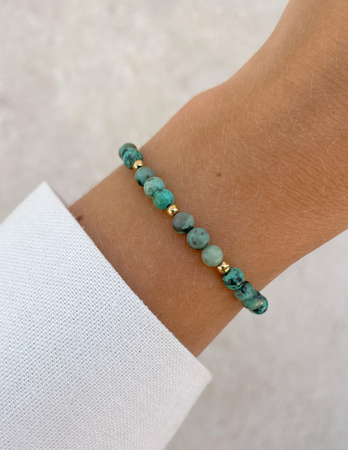 Bransoletka na gumce z turkusu z hematytem - ochrona, przyjaźń, kreatywność
