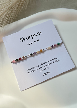 Bransoletka znak zodiaku Skorpion srebrne kulki