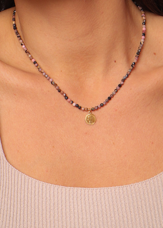 Naszyjnik rodonit z zawieszką