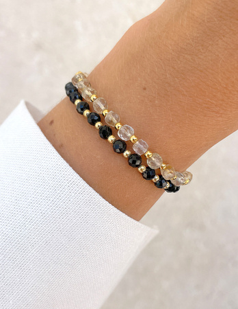 Bransoletki na gumce - czarny turmalin i cytryn z hematytem