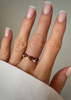 Set of Three Elastic Natural Stone Rings - Champagne Cubic Zirconia and Rhodonite