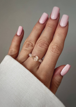 Pierścionek Elastyczny Kamienie Naturalne Kryształ Górski