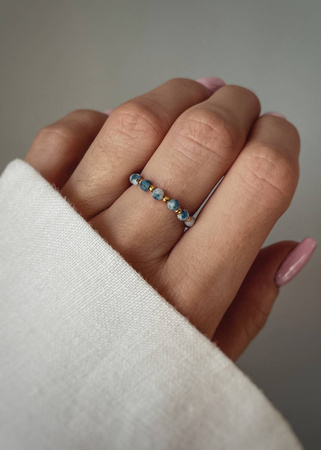 Pierścionek Elastyczny Kamienie Naturalne Sodalit