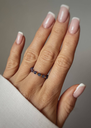 Pierścionek Elastyczny Kamienie Naturalne Tanzanit 3 mm