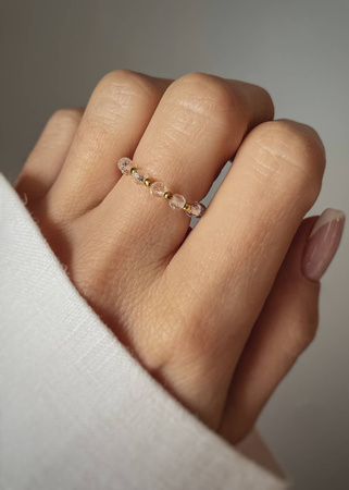 Pierścionek Elastyczny Kamienie Naturalne Kryształ Górski