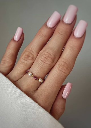 Pierścionek Elastyczny Kamienie Naturalne Turmalin Srebro Pozłacane