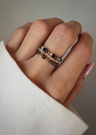 Zestaw Trzech Pierścionków Elastycznych z Kamieni Naturalnych