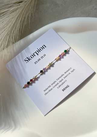 Bransoletka znak zodiaku Skorpion pozłacane kulki