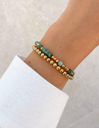 Bransoletki na gumce - turkus z hematytem