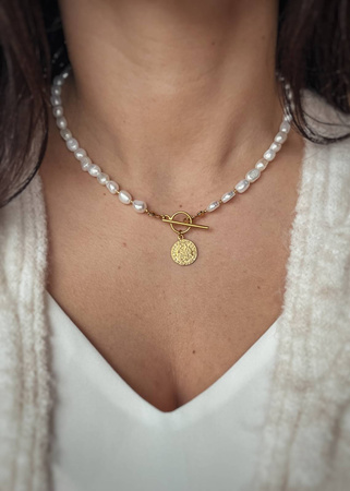 Naszyjnik Perły Naturalne "Hanna" Pozłacany z Zawieszką