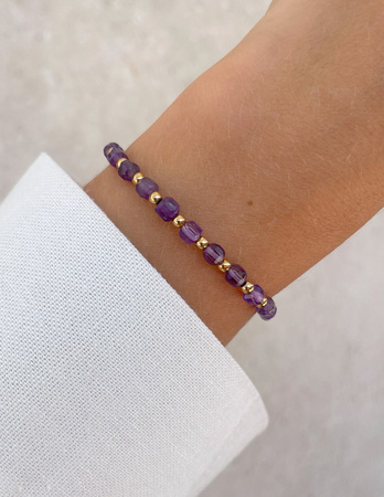 Bransoletka na gumce z ametystu z hematytem - ochrona, koncentracja, sukces