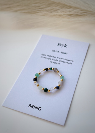 Pierścionek elastyczny znak zodiaku Byk pozłacany