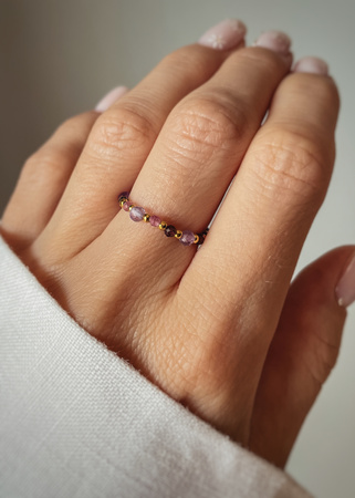 Pierścionek elastyczny znak zodiaku Baran pozłacany