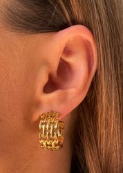 3 cm gold-plated, faceted hoop earrings
