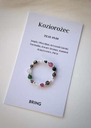 Pierścionek elastyczny znak zodiaku Koziorożec srebrny