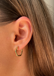 3 cm gold-plated, faceted hoop earrings